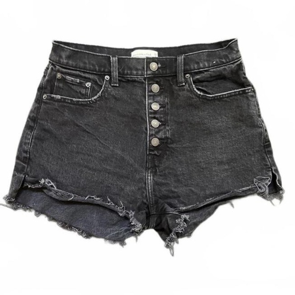 Abercrombie & Fitch Black Denim Distressed‎ Hem Jean Shorts 6